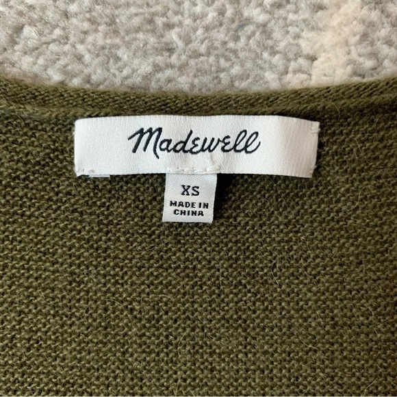 Madewell Olive Army Green V-neck Wool Blend Sweater - Picture 2 of 3